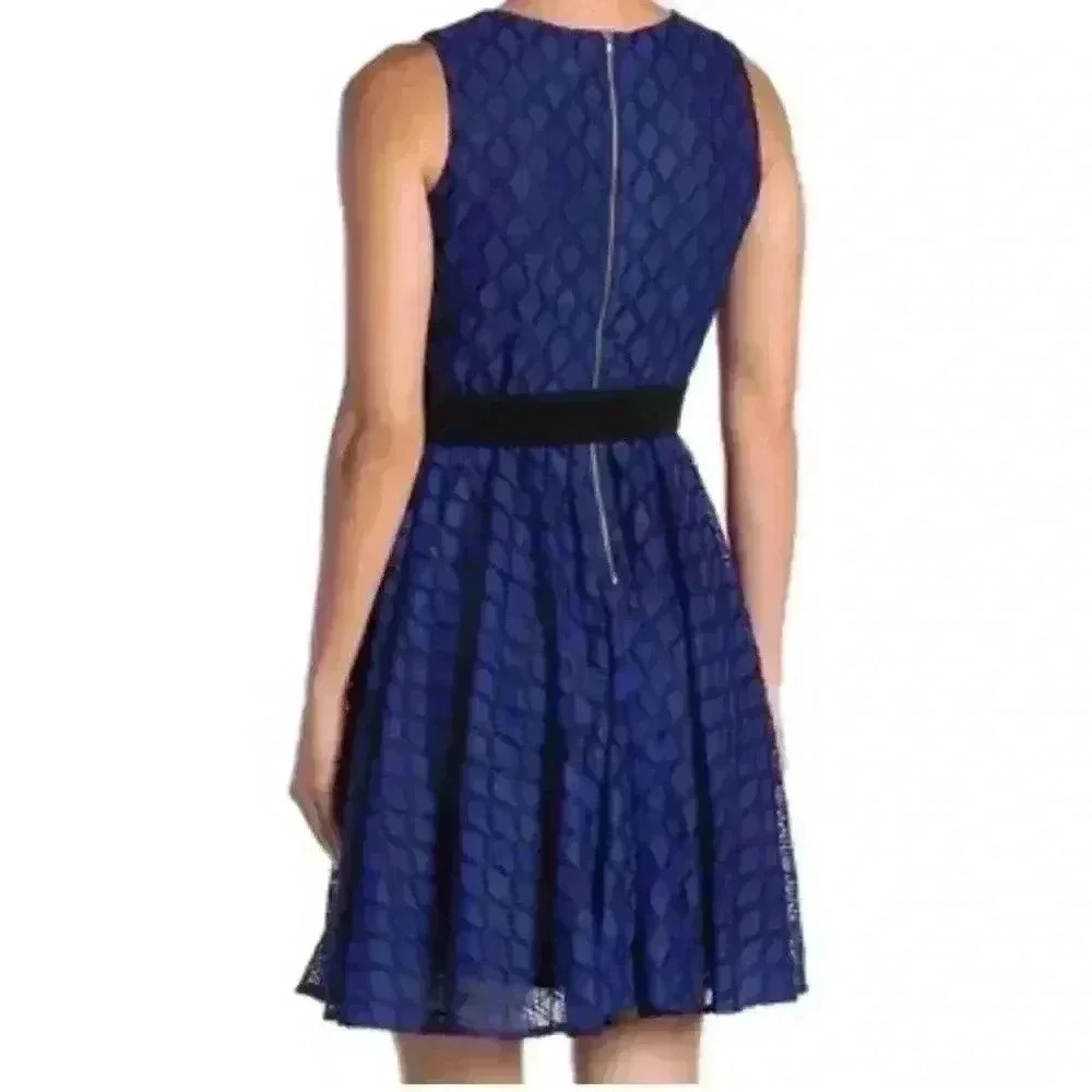 Gabby Skye Grid Patterned Belted Mini Dress - Picture 2 of 5